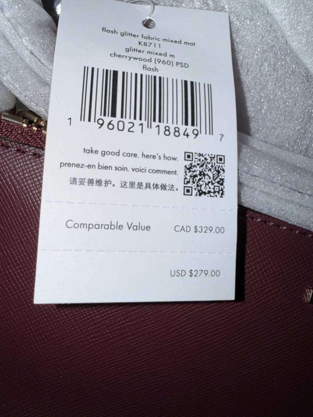 kate spade Pink Glitter and Maroon Saffiano Crossbody Bag - Picture 3 of 8
